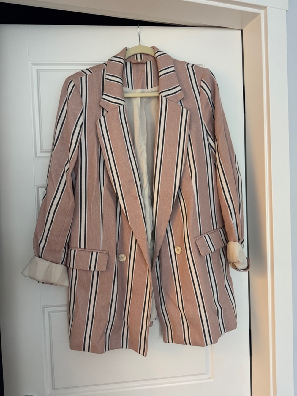 Free People Pink Striped Blazer